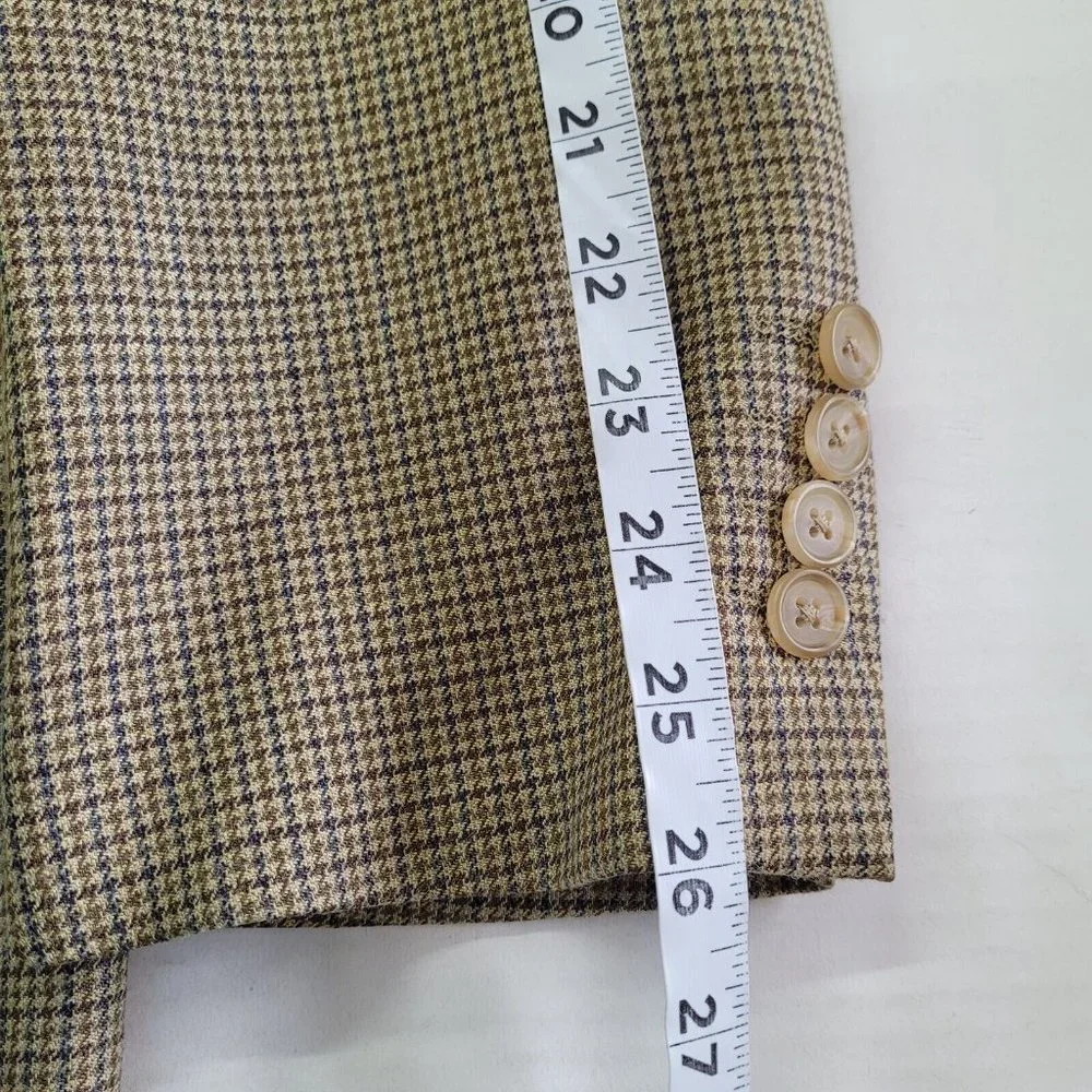 Ralph Lauren Blazer‎ Mens 46L Silk/Wool Houndstooth 2-Button Lined Sportcoat